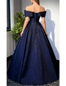 Navy Blue Off Shoulder Ballgown Prom Dress