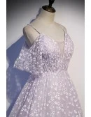 Purple Fairytale Lovely Floral Prom Dress Vneck With Straps