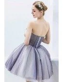 Blue Short Tulle Ballgown Prom Hoco Dress Sweetheart With Embroidery