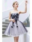Blue Short Tulle Ballgown Prom Hoco Dress Sweetheart With Embroidery