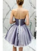 Blue Short Tulle Ballgown Prom Hoco Dress Sweetheart With Embroidery
