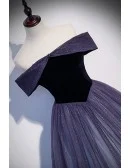 Mistery Purple Bling Tulle Ballgown Prom Dress Off Shoulder