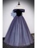 Mistery Purple Bling Tulle Ballgown Prom Dress Off Shoulder