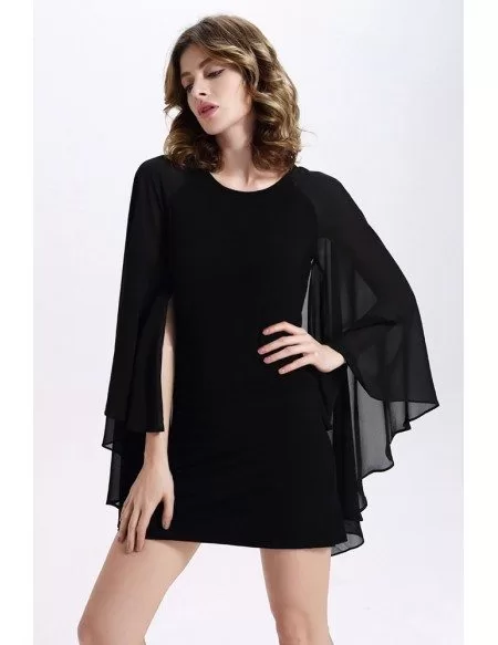 black dress with a cape