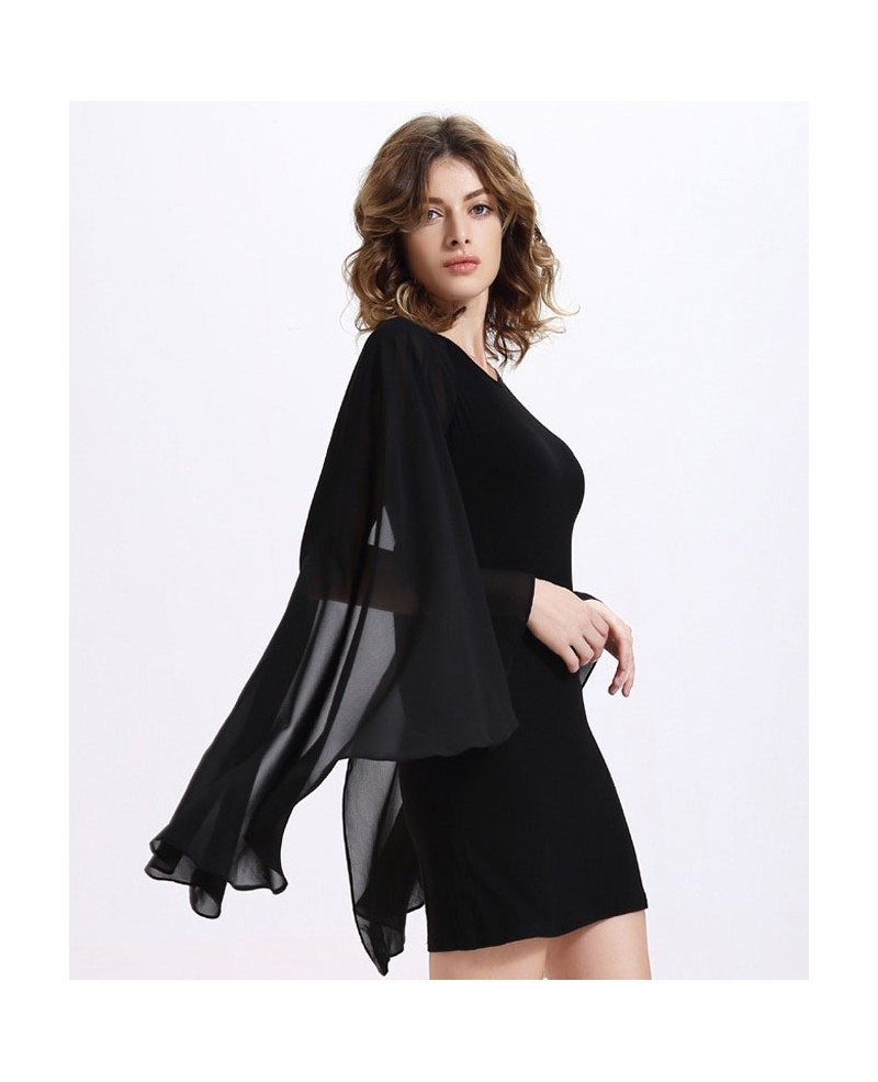 black dress with a cape