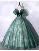 Ballgown Tulle With Bling Sequined Long Prom Dress