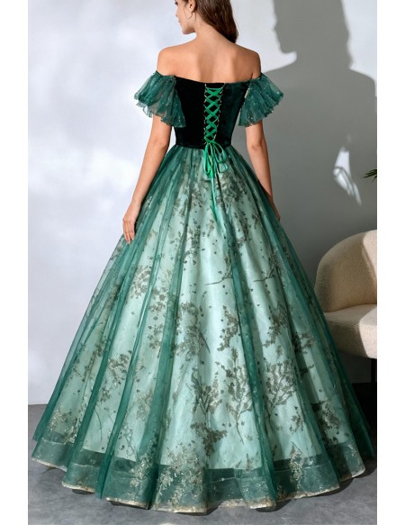 Ballgown Tulle With Bling Sequined Long Prom Dress