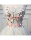 Light Grey Blue Beautiful Florals Short Prom Homecoming Dress Strapless