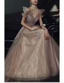 Gorgeous Off Shoulder Tulle Prom Dress With Sequined Appliques