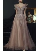 Gorgeous Off Shoulder Tulle Prom Dress With Sequined Appliques