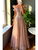 Gorgeous Off Shoulder Tulle Prom Dress With Sequined Appliques