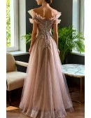 Gorgeous Off Shoulder Tulle Prom Dress With Sequined Appliques
