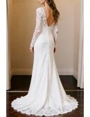 Mermaid Lace Long Sleeved Wedding Gown with Sweep Train