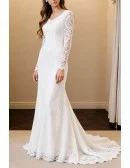 Mermaid Lace Long Sleeved Wedding Gown with Sweep Train