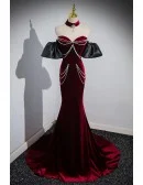 Fitted Mermaid Beading Chain Sweetheart Prom Dress with Detachable Sleeves