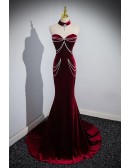 Fitted Mermaid Beading Chain Sweetheart Prom Dress with Detachable Sleeves