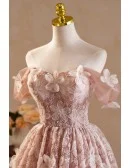 Beautiful 3d Flowers Pink Short Prom Dress For Parties