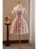 Beautiful 3d Flowers Pink Short Prom Dress For Parties