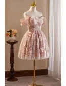 Beautiful 3d Flowers Pink Short Prom Dress For Parties