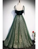Elegant Green Tulle Long Prom Dress With Straps