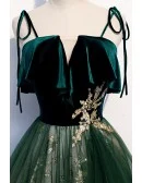 Elegant Green Tulle Long Prom Dress With Straps