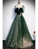 Elegant Green Tulle Long Prom Dress With Straps