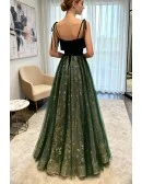 Elegant Green Tulle Long Prom Dress With Straps