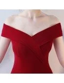 Burgundy Side Slit Mermaid Formal Dress Off Shoulder