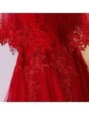 Unique Burgundy High Low Tulle Cheap Prom Dress With Appliques