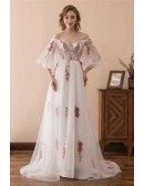 Fairy Tale Off The Shoulder Puffy Prom Dress With Color Embroidery