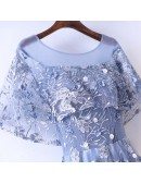 Different Blue Cap Sleeve Long Party Dress For Formal
