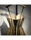 Black With Gold Stars Corset Prom Dress With Straps