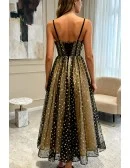 Black With Gold Stars Corset Prom Dress With Straps
