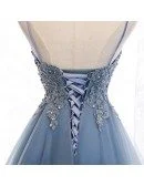 Dusty Blue High Low Prom Party Dress With Beaded Ruffles