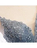 Dusty Blue High Low Prom Party Dress With Beaded Ruffles