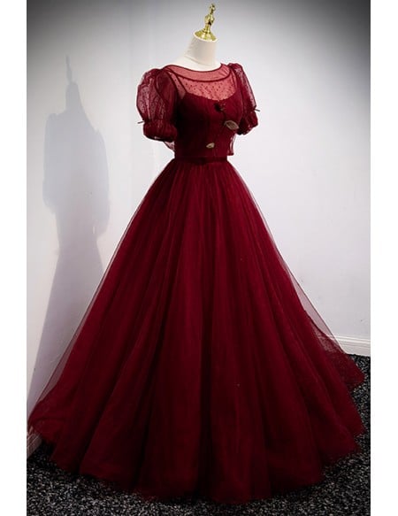Burgundy Ballgown Long Prom Dress with Removable Jacket