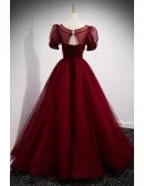 Burgundy Ballgown Long Prom Dress with Removable Jacket