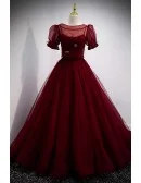 Burgundy Ballgown Long Prom Dress with Removable Jacket