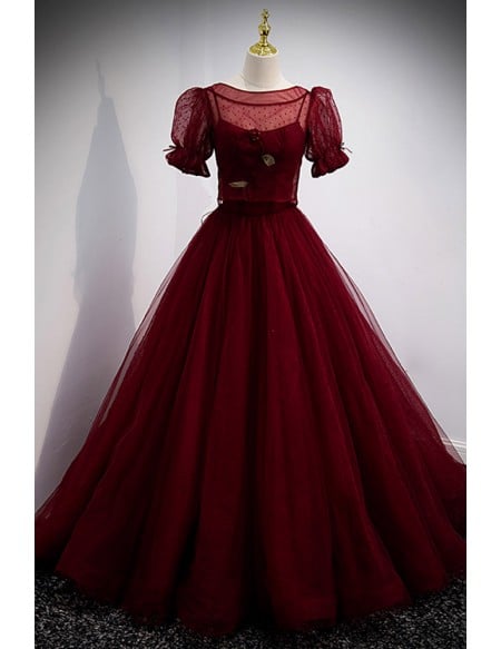 Burgundy Ballgown Long Prom Dress with Removable Jacket