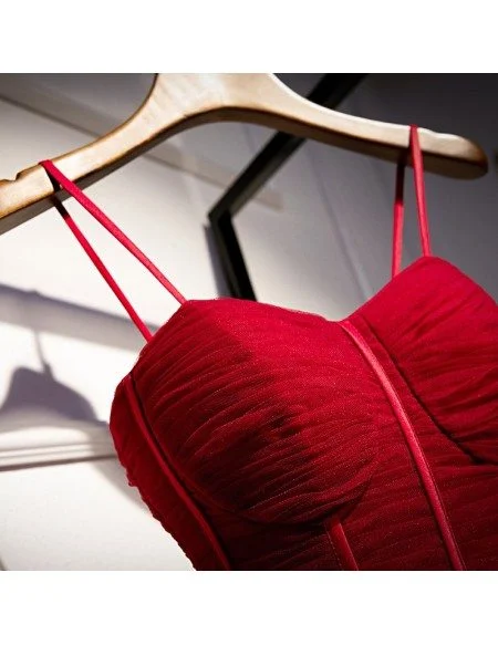 Simple Corset Top Tulle Party Dress With Spaghetti Straps