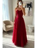 Simple Corset Top Tulle Party Dress With Spaghetti Straps