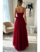 Simple Corset Top Tulle Party Dress With Spaghetti Straps