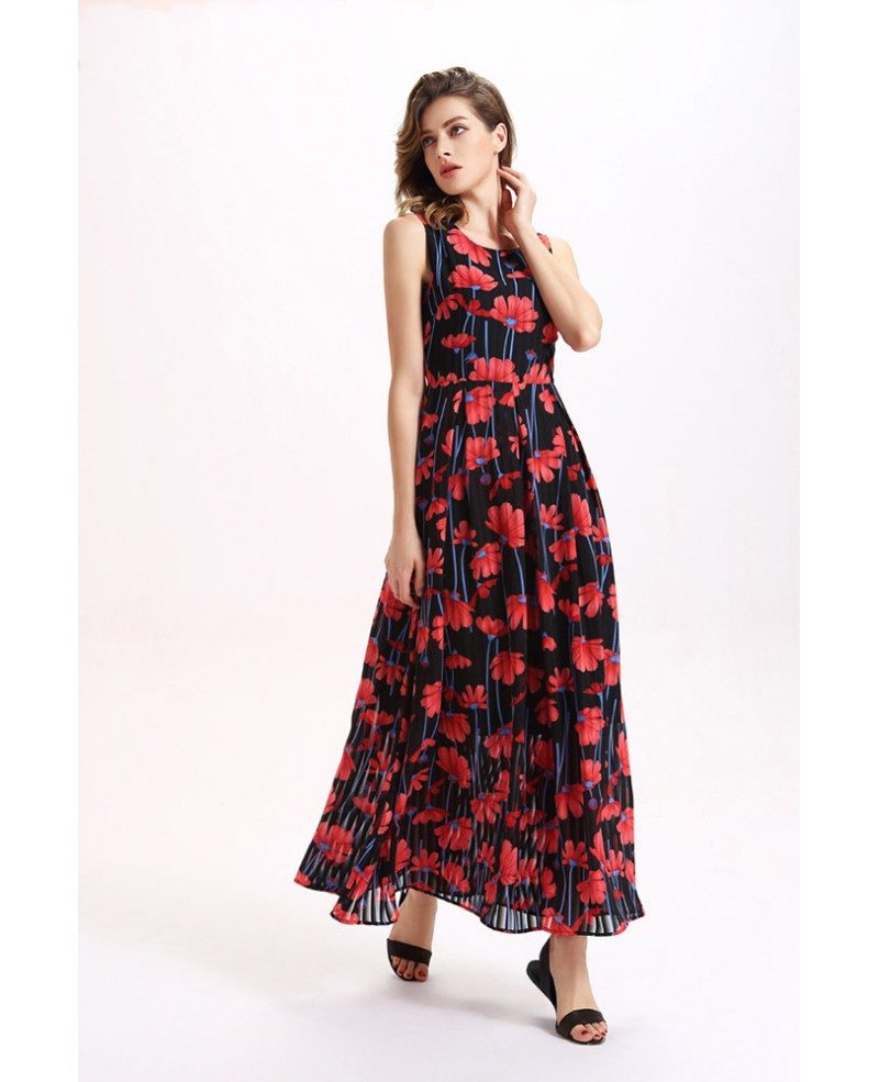 Printed Scoop Neck Maxi Cami Dress