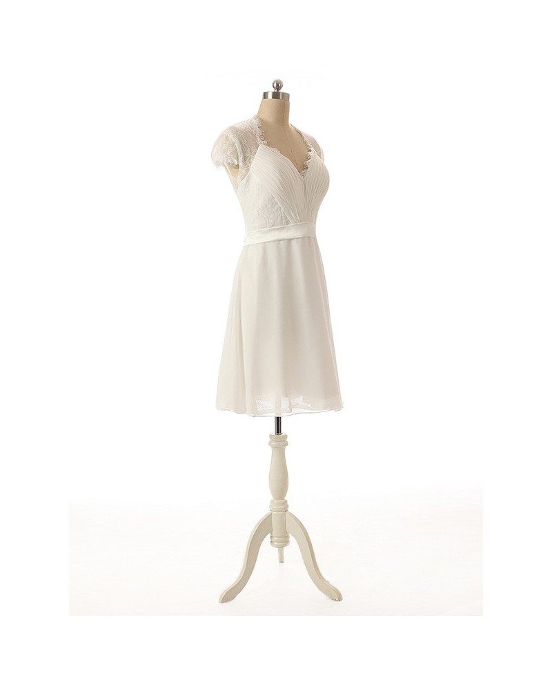 A-Line V-neck Short Chiffon Dress With Appliques Lace #YH0016 $107 ...