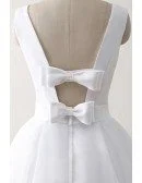 Cheap Knee Length Simple Beach Wedding Dress With Open Bow Back 2018