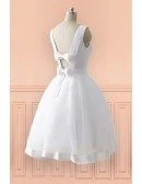 Cheap Knee Length Simple Beach Wedding Dress With Open Bow Back 2018