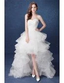 Special Ball-gown Sweetheart High Low Wedding Dress With Cascading Ruffles