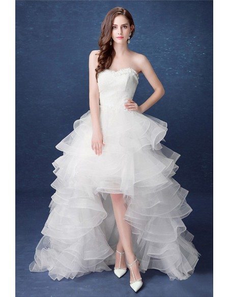 Special Ball-gown Sweetheart High Low Wedding Dress With Cascading Ruffles