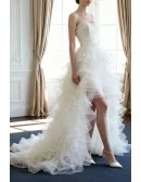 Special Ball-gown Sweetheart High Low Wedding Dress With Cascading Ruffles