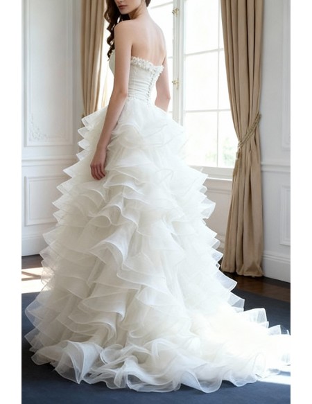 Special Ball-gown Sweetheart High Low Wedding Dress With Cascading Ruffles